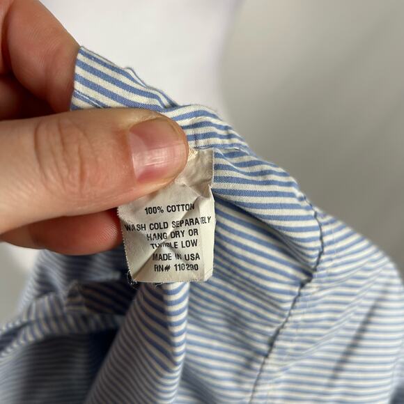 Nili Lotan Blue White Striped Cotton Dress Large 3/4 Sleeve Boho Business Casual - Picture 4 of 4